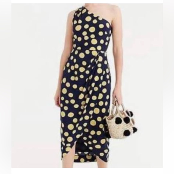 J. Crew Dresses & Skirts - JCrew Polka Dot One Shoulder Silk Dress
